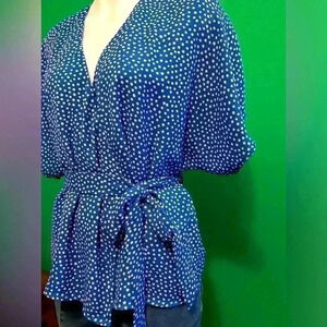 Collective Concepts women’s sz S, lined blouse, blue & pink